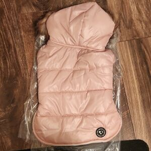 NWT Justice Blush Pink Reversible Dog Puffer Jacket